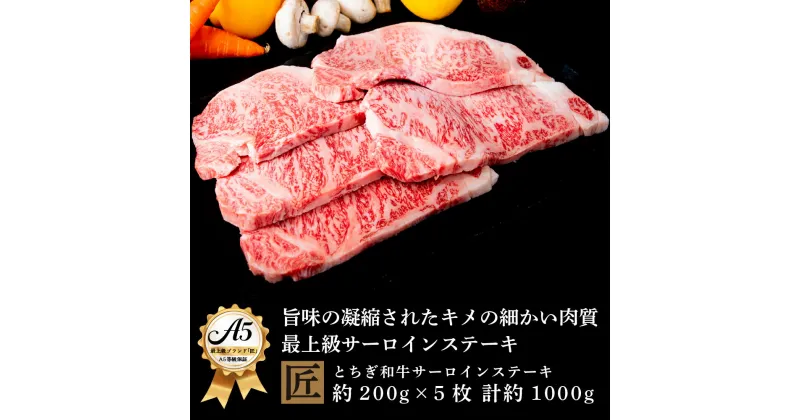 【ふるさと納税】とちぎ和牛 A5サーロイン 約200g×5枚 ｜ 国産 和牛 牛 肉 生産者 認定 銘柄 A5 旨味 うまみ きめ細かい サシ 霜降り とろける 品質 柔らかく 美味しい おいしい 芸術品 特産品 栃木県 真岡市 送料無料 栃木県共通返礼品