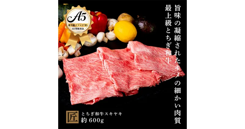 【ふるさと納税】とちぎ和牛 A5 すき焼き しゃぶしゃぶ用 約 600g｜ 国産 和牛 牛 肉 生産者 認定 銘柄 A5 旨味 うまみ きめ細かい 品質 柔らかく 芸術品 特産品 栃木県 真岡市 送料無料 栃木県共通返礼品