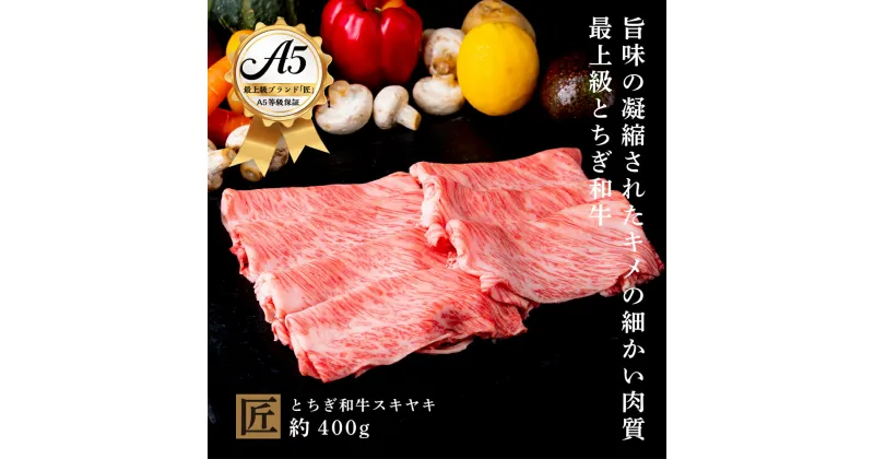 【ふるさと納税】とちぎ和牛 A5すき焼き しゃぶしゃぶ用 約400g｜ 国産 和牛 牛 肉 生産者 認定 銘柄 A5 旨味 うまみ きめ細かい サシ 霜降り とろける 品質 柔らかく 美味しい おいしい 芸術品 特産品 栃木県 真岡市 送料無料 栃木県共通返礼品